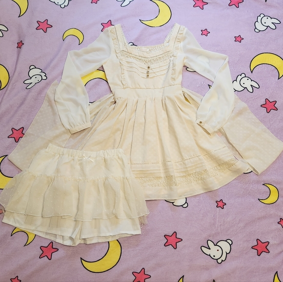 LIZ LISA Dresses & Skirts - Bundle Set Liz Lisa cream polkadot chiffon femme dolly kei lolita fashion dress